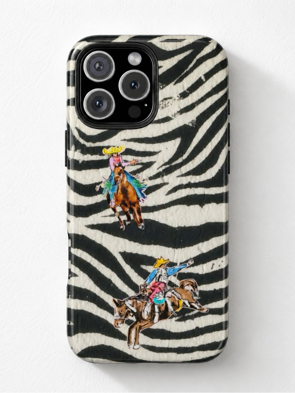 Western Rodeo Horse Zebra Print Punchy Cowgirl Aesthetic Tough Phone Case